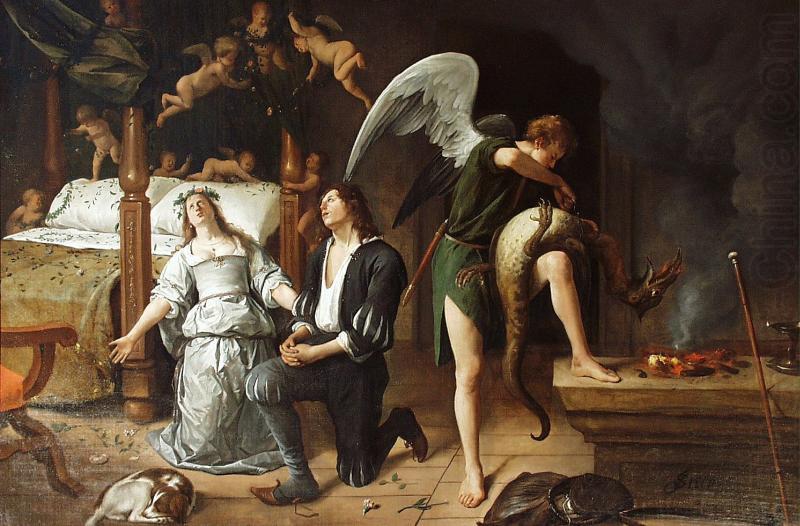 Jan Steen The Marriage bed of Tobias and Sarah. china oil painting image